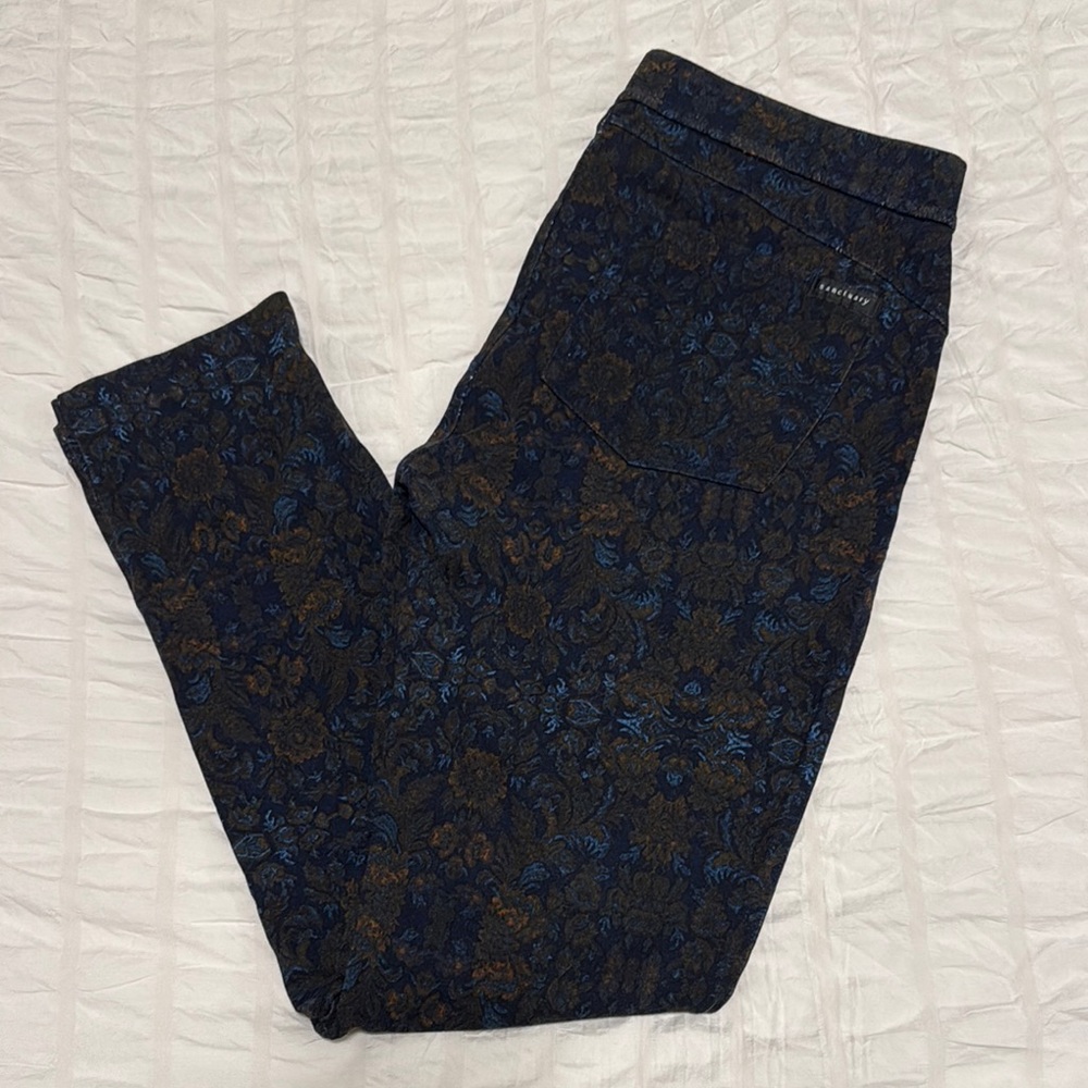 Anthropologie Blue Skinny Pants with Speckled Pattern